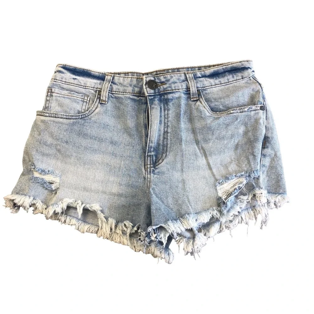 Kut From The Kloth Jane High Rise Shorts Womens 4 Blue Denim Cutoff Distressed